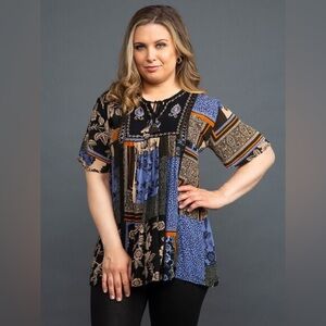 PAPA VANCOUVER  Floral Patchwork Embroidered w/ Lace Boho Top